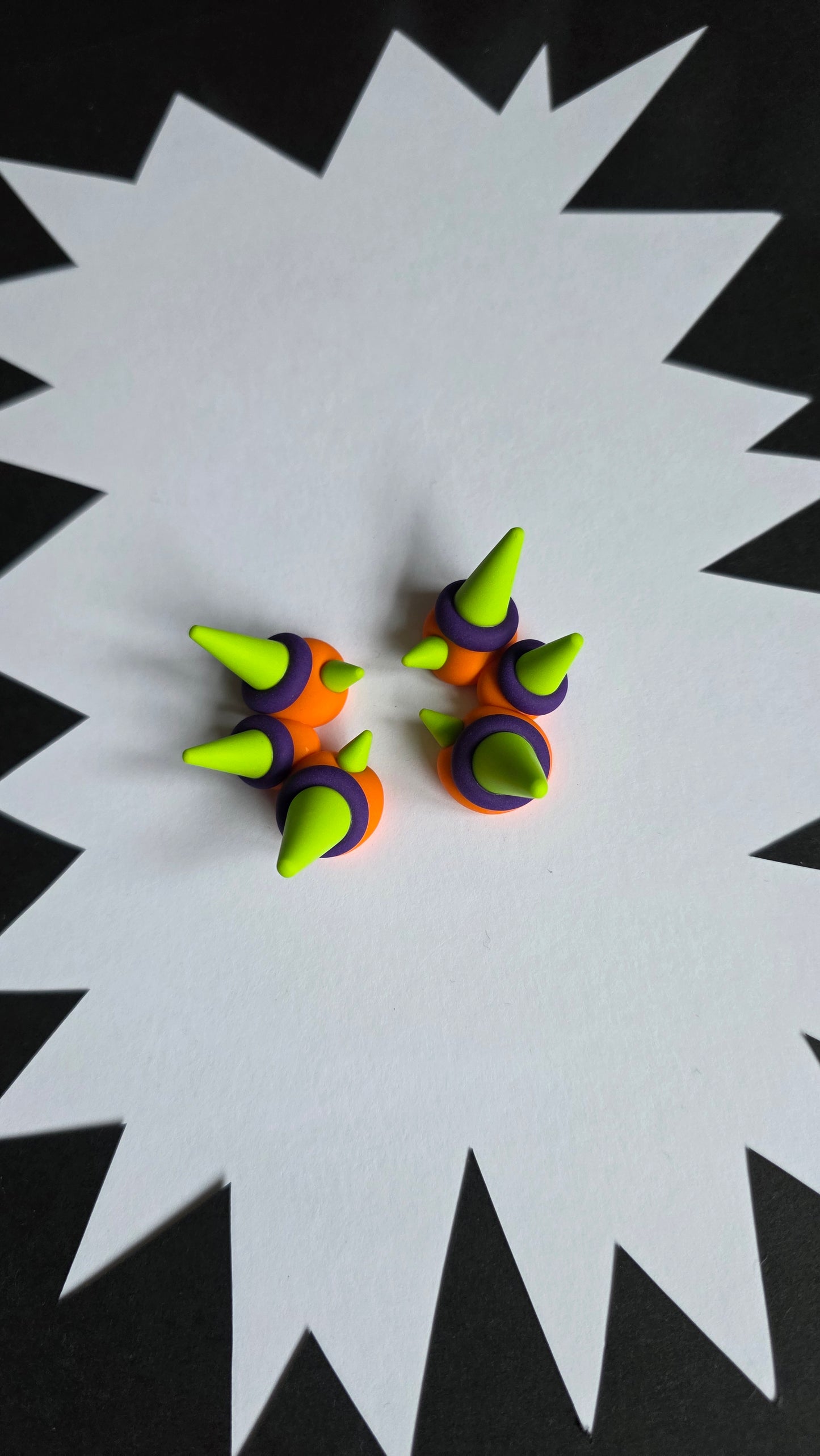 5cm Stud Orange/Purple/Lime Caterpillar Spike