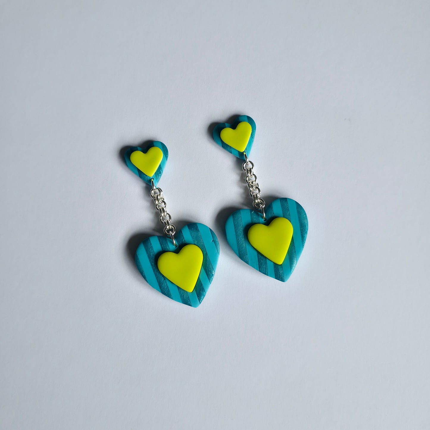 7cm Double Heart Blue - Stud