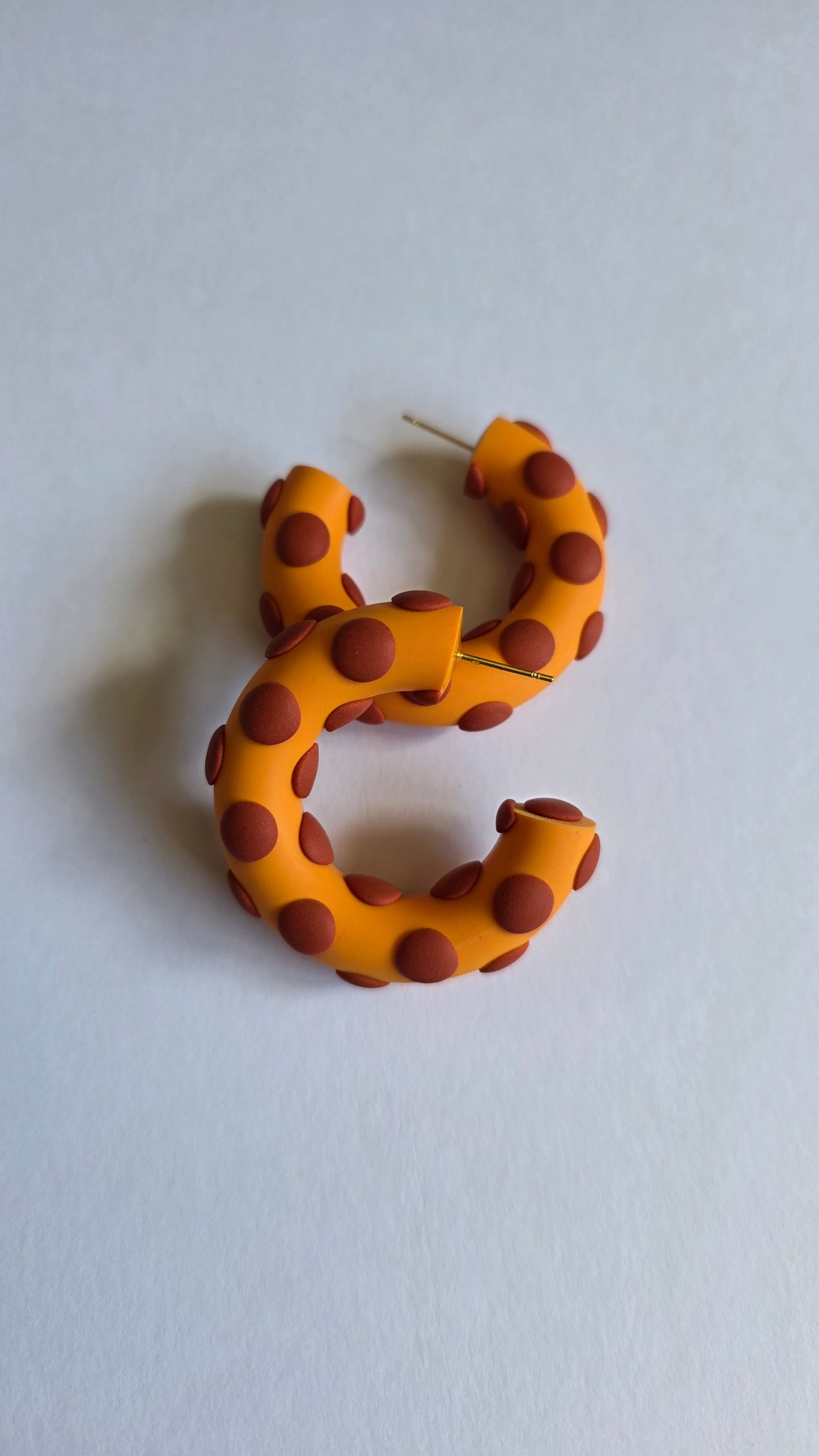 5cm Orange/Orange Hoop Studs