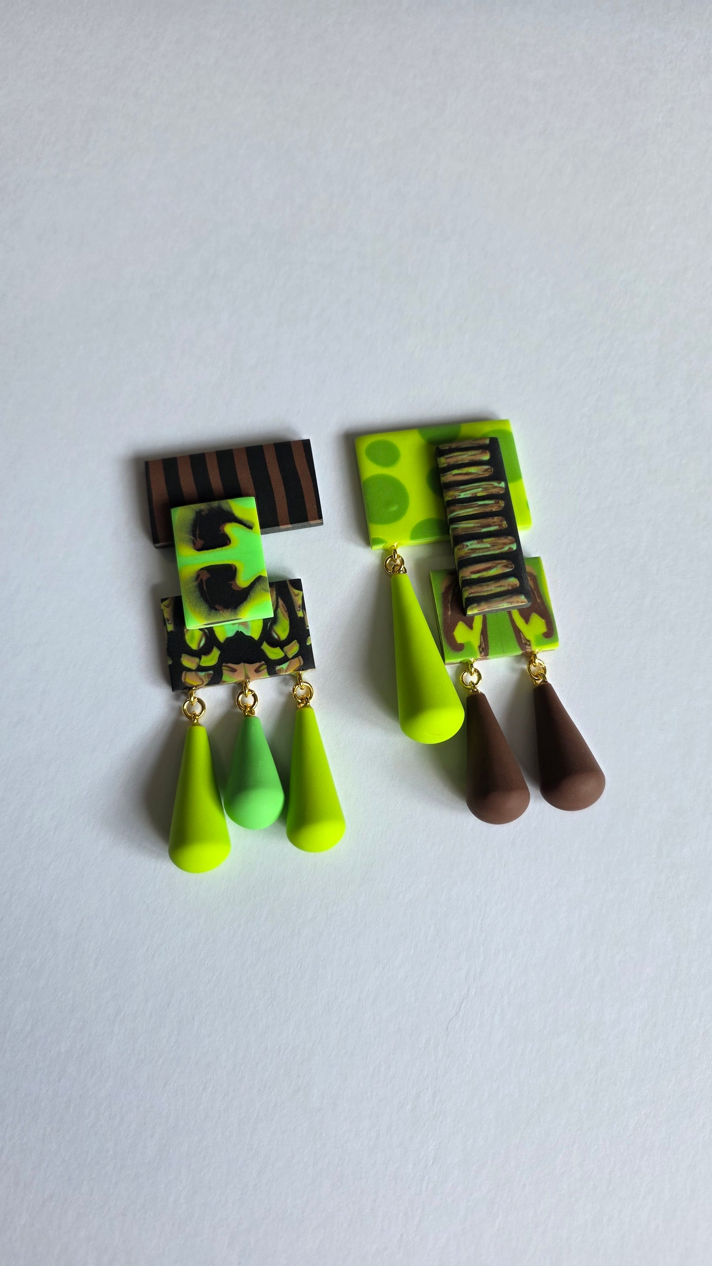9.5cm Green Layered Slab Studs/Clip-on