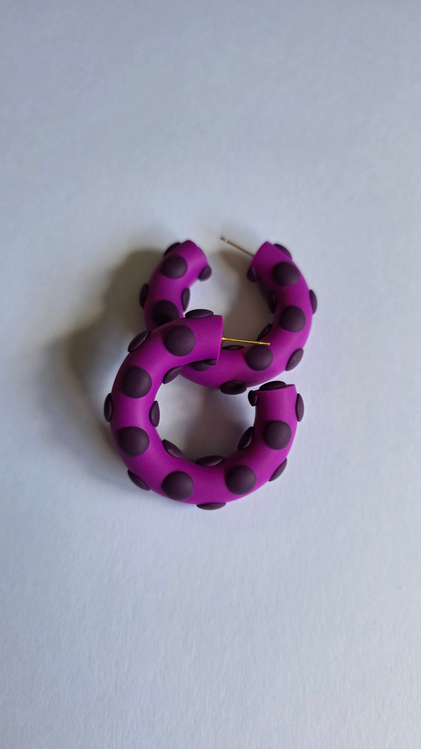 5cm Pink/Purple Hoop Studs