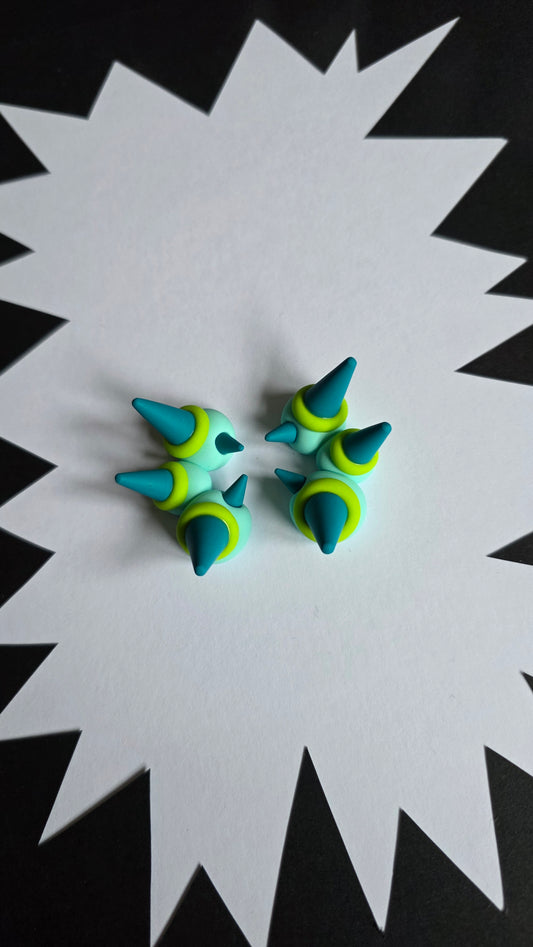 5cm Stud Blue/Lime/Teal Caterpillar Spike