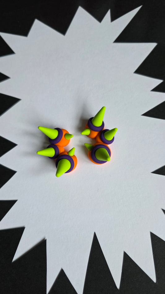 5cm Stud Orange/Purple/Lime Caterpillar Spike