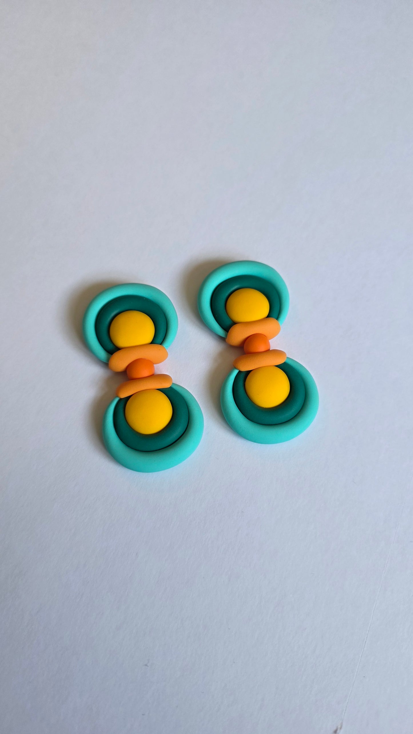 6cm Teal/Orange Mini Eye Studs