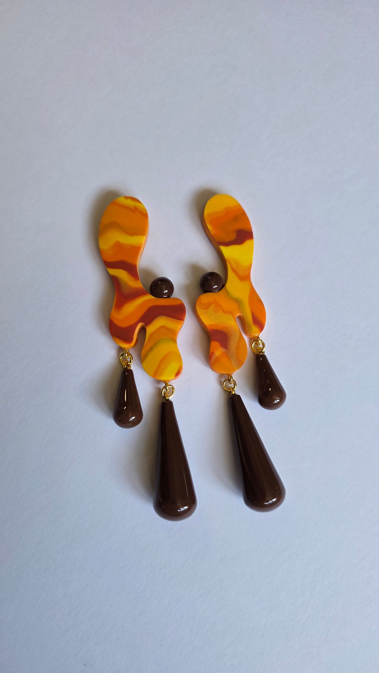 11cm Orange/Brown Blob Earrings