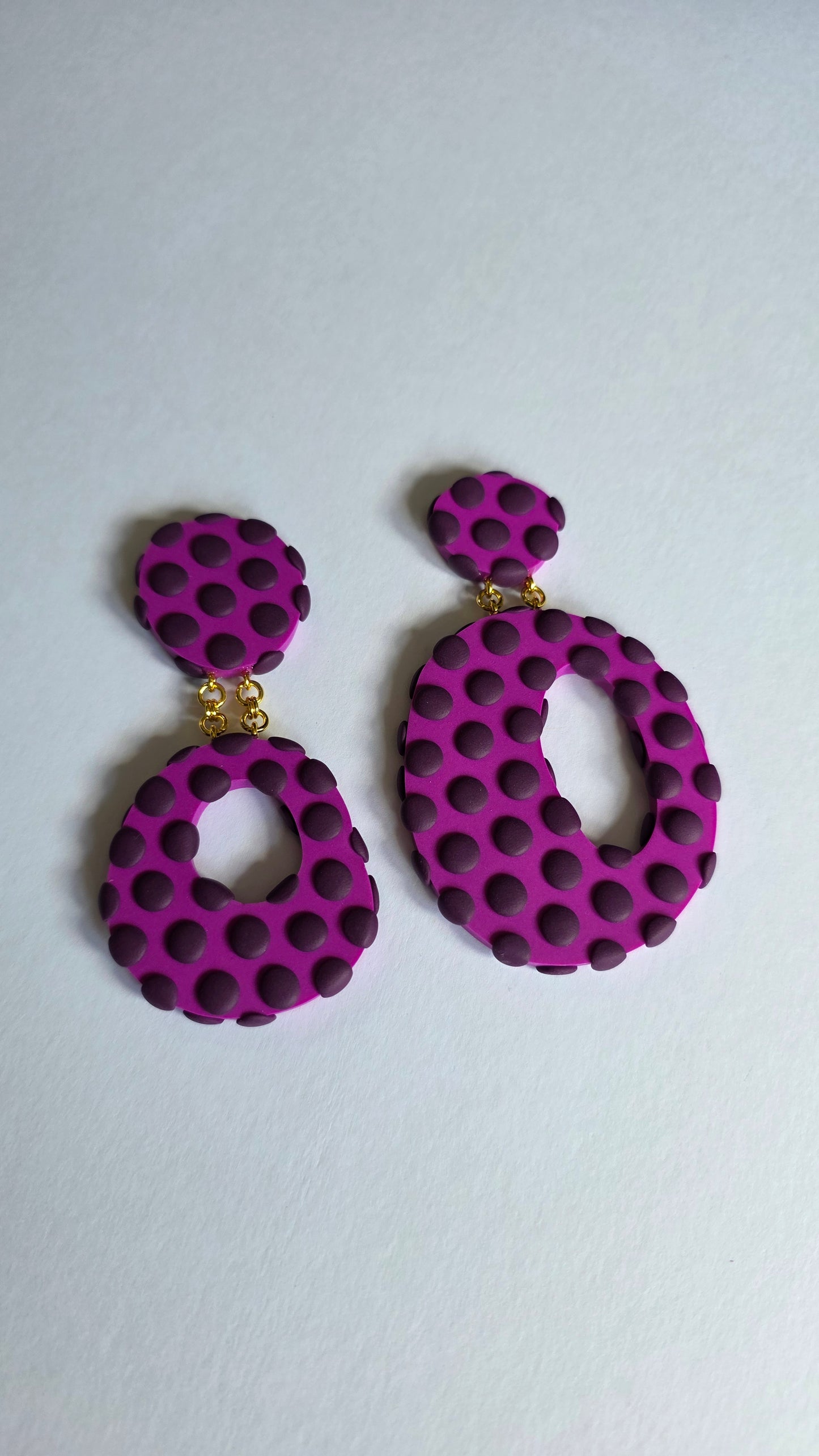 9.5cm Pink/Purple Round Hoop Studs