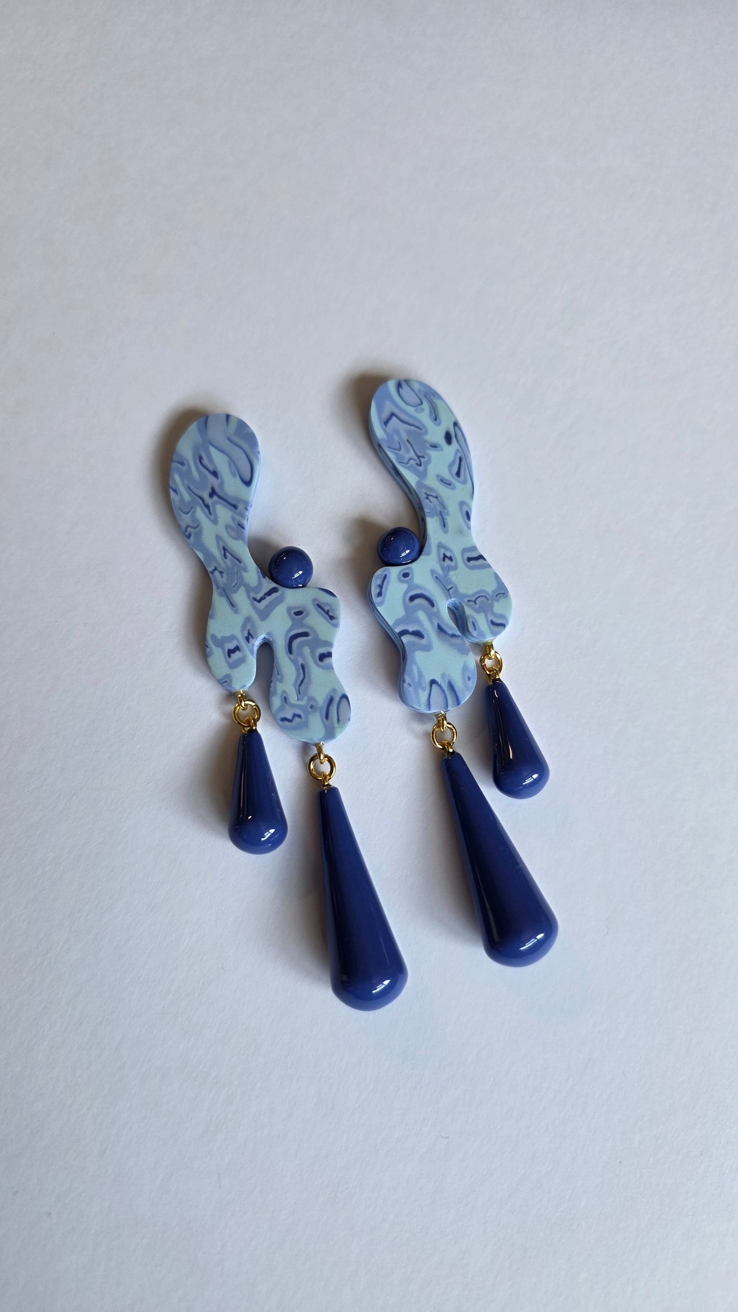 11cm Blue Blob Earrings